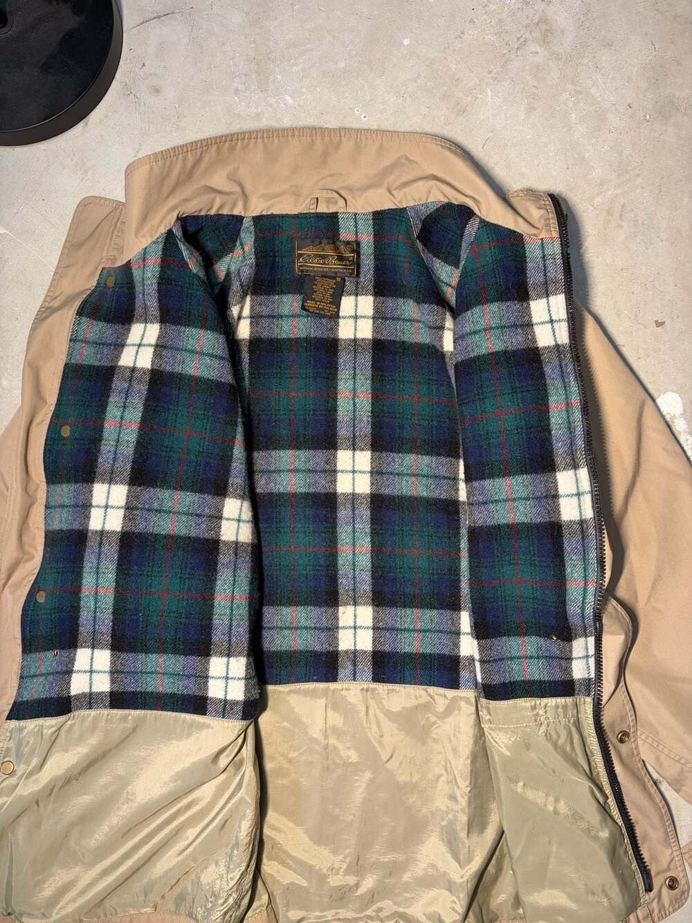Vintage Eddie Bauer Wool Lined Field Parka Jacket Khaki Large - Picture 5 of 13